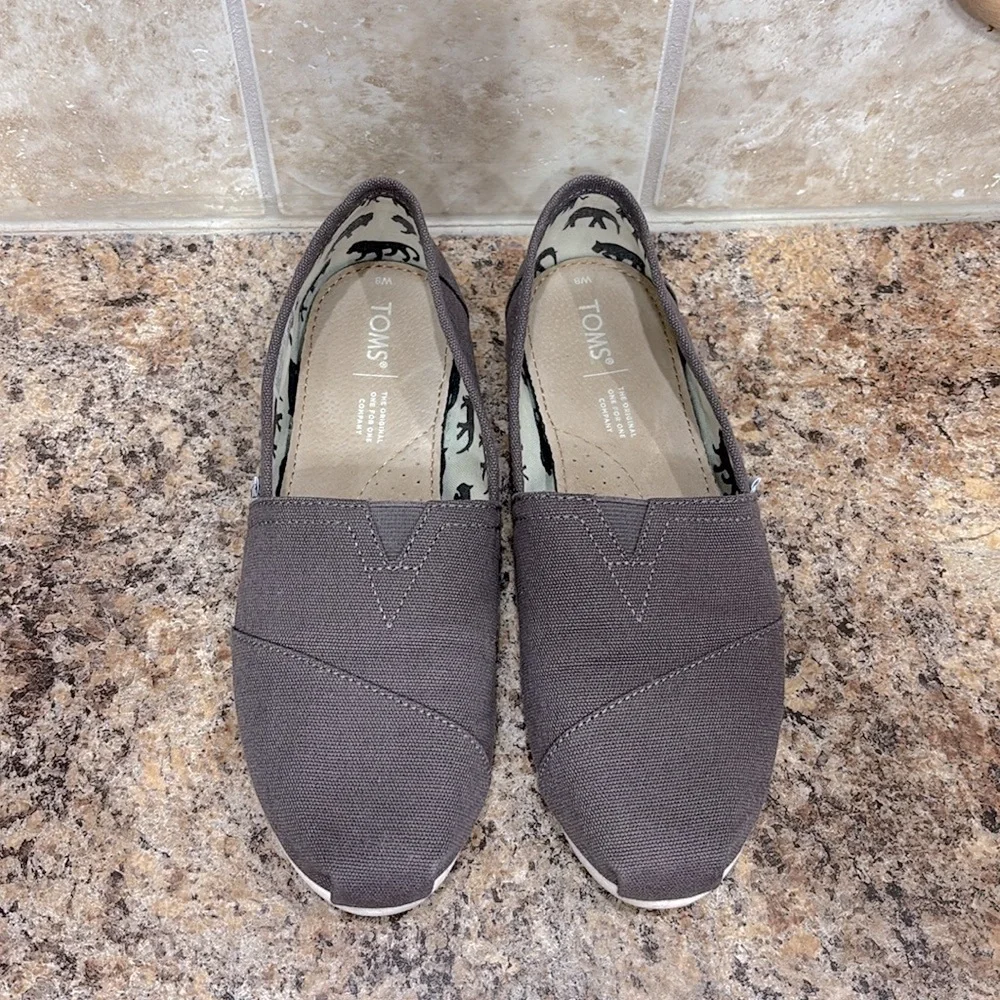 Toms Alpargata Heritage Canvas Brown Slip-On Shoes Size 8